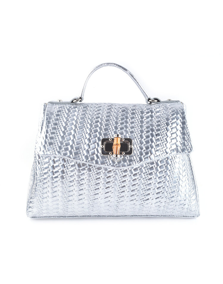 Leather handbag metallic | 9001450