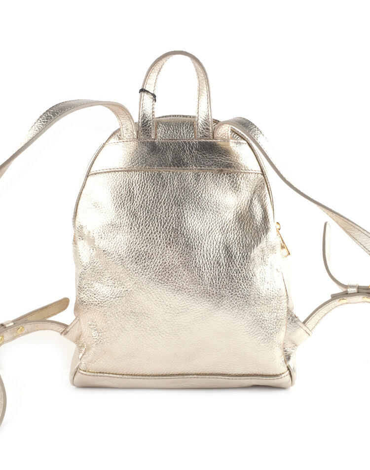 Leather bagpack metallic | 5527720