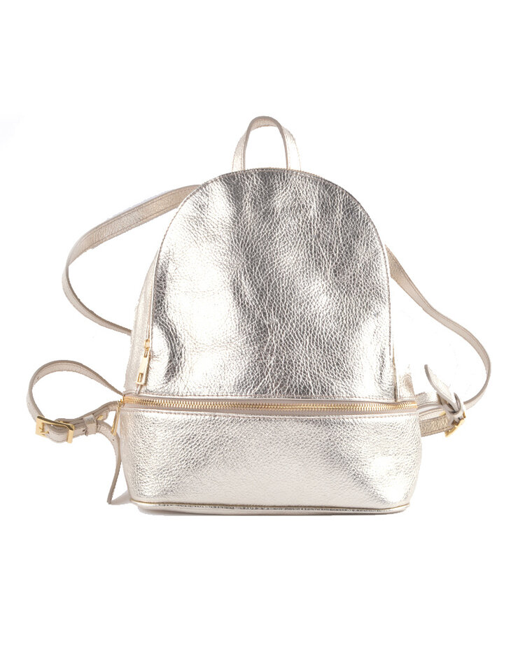 Leather bagpack metallic | 5527720