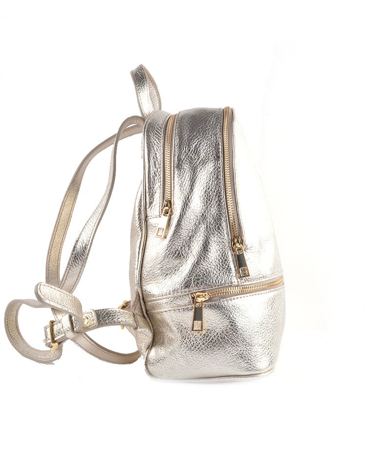 Leather bagpack metallic | 5527720