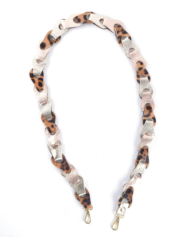Schulterriemen geflochten Metallic Breit XL | Leopard