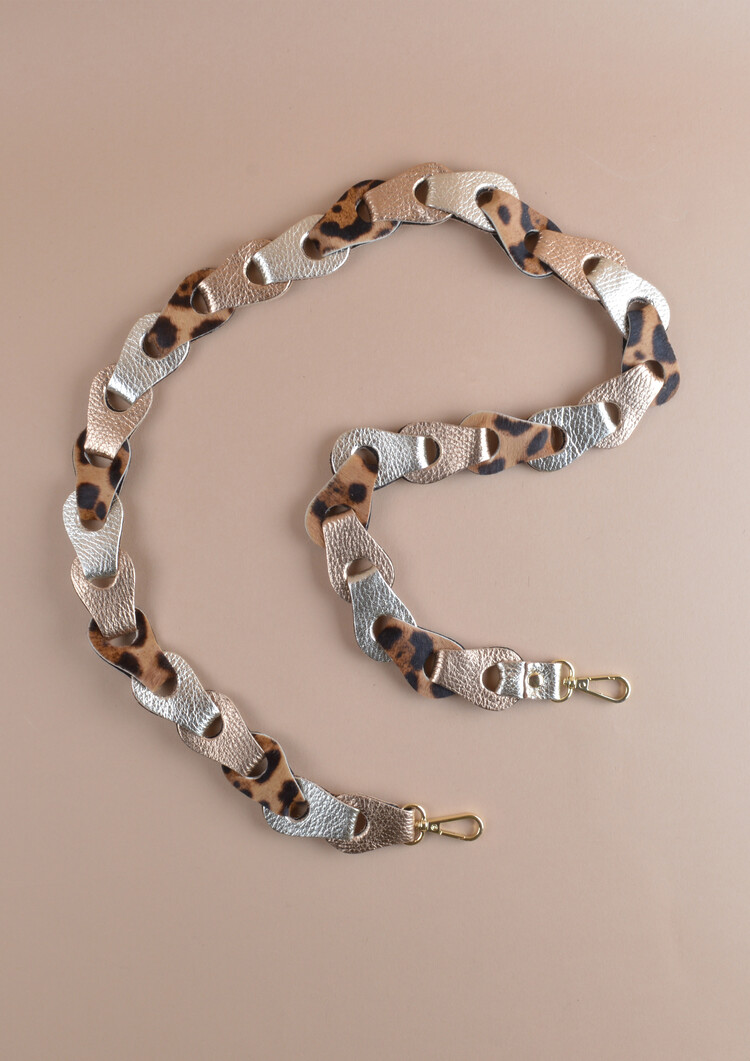 Schulterriemen geflochten Metallic Breit XL | Leopard