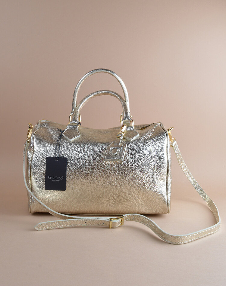 Leather bowlingbag metallic | 5528681