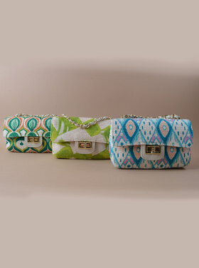 Lederen schoudertasje stof | 5527463