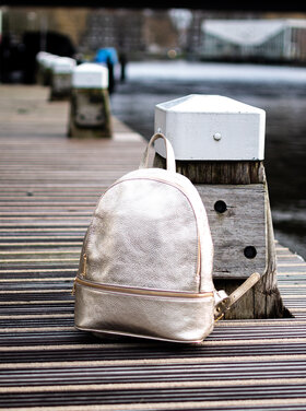 Leather bagpack metallic | 5527720