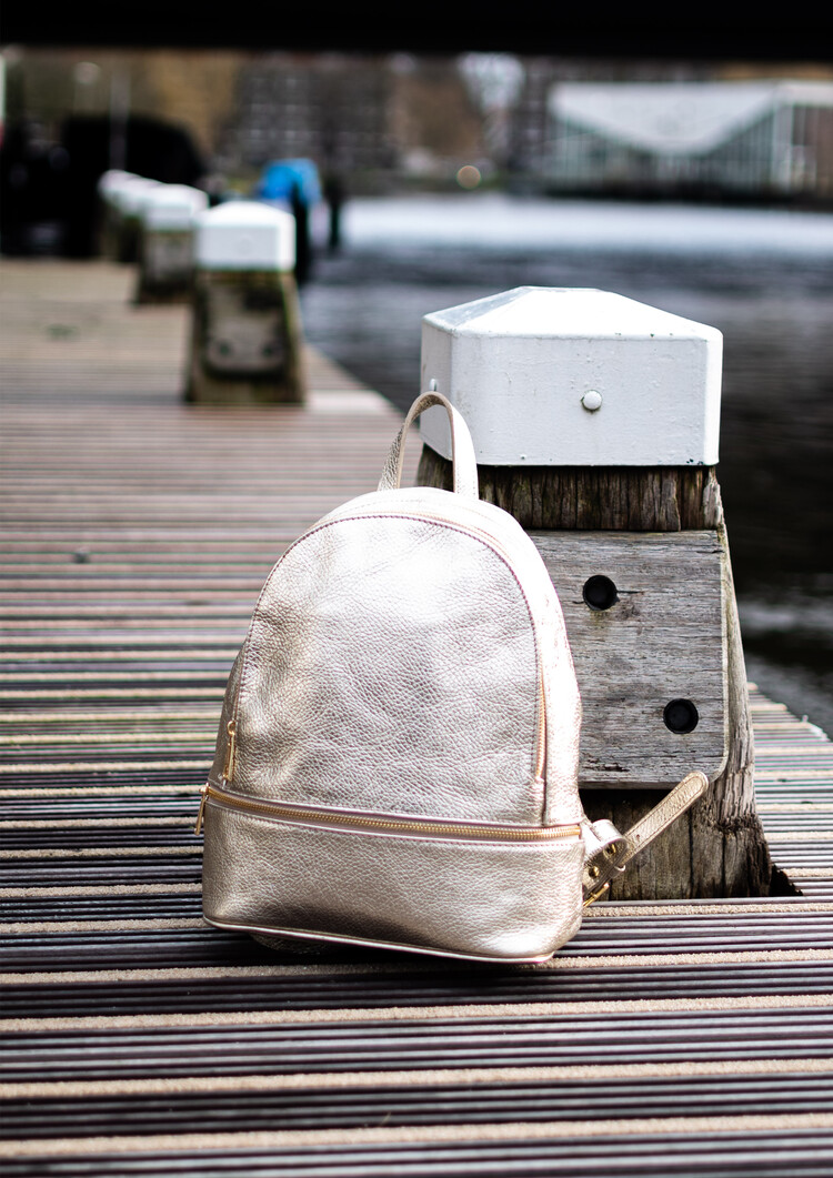 Leather bagpack metallic | 5527720