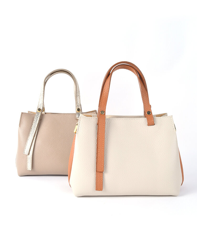 Leren handtas combi-kleur | 5529270