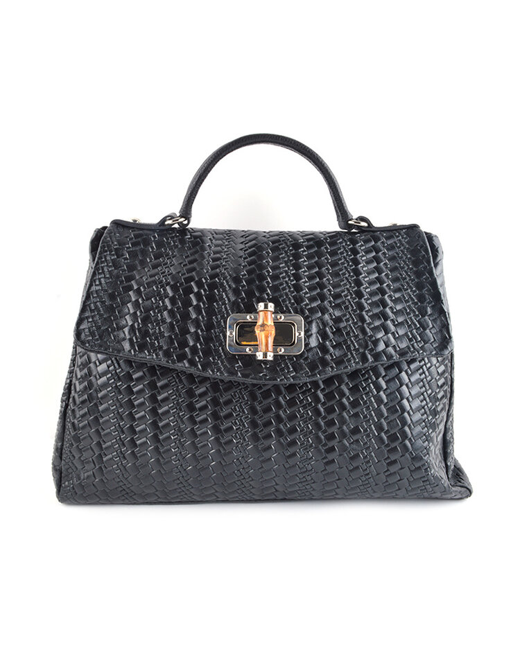 Leather handbag metallic | 9001450