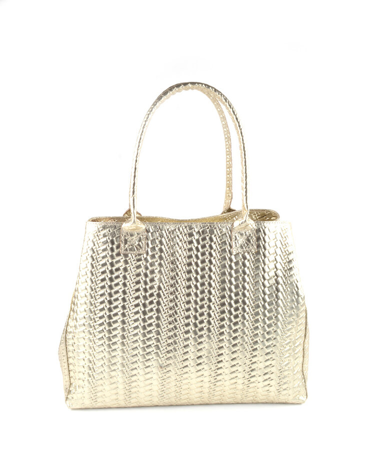 Leather handbag metallic | 552210