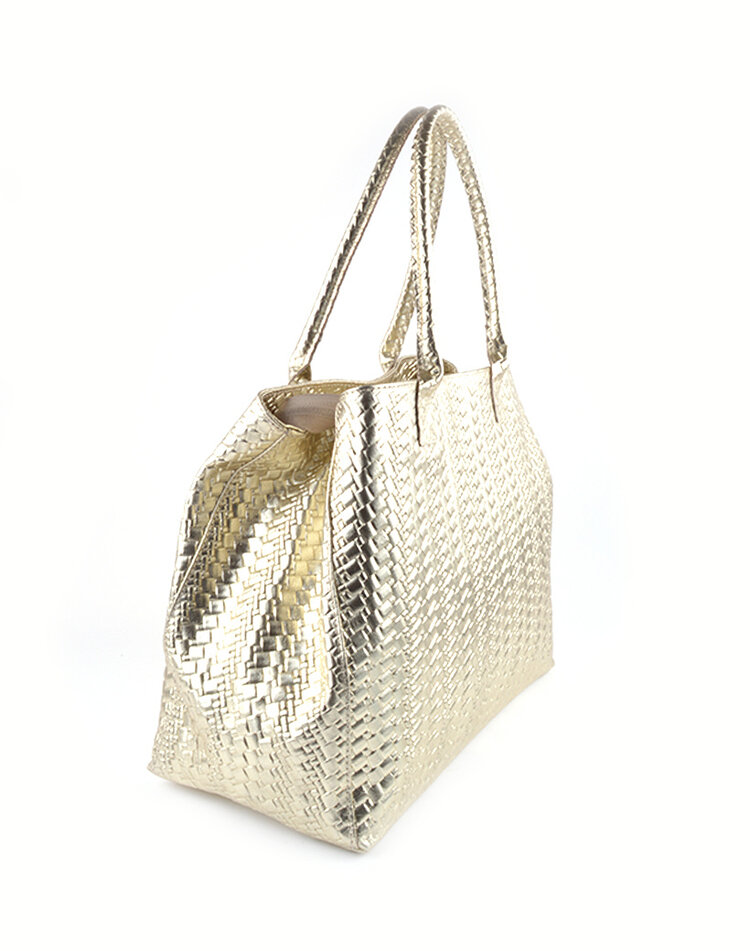 Leather handbag metallic | 552210
