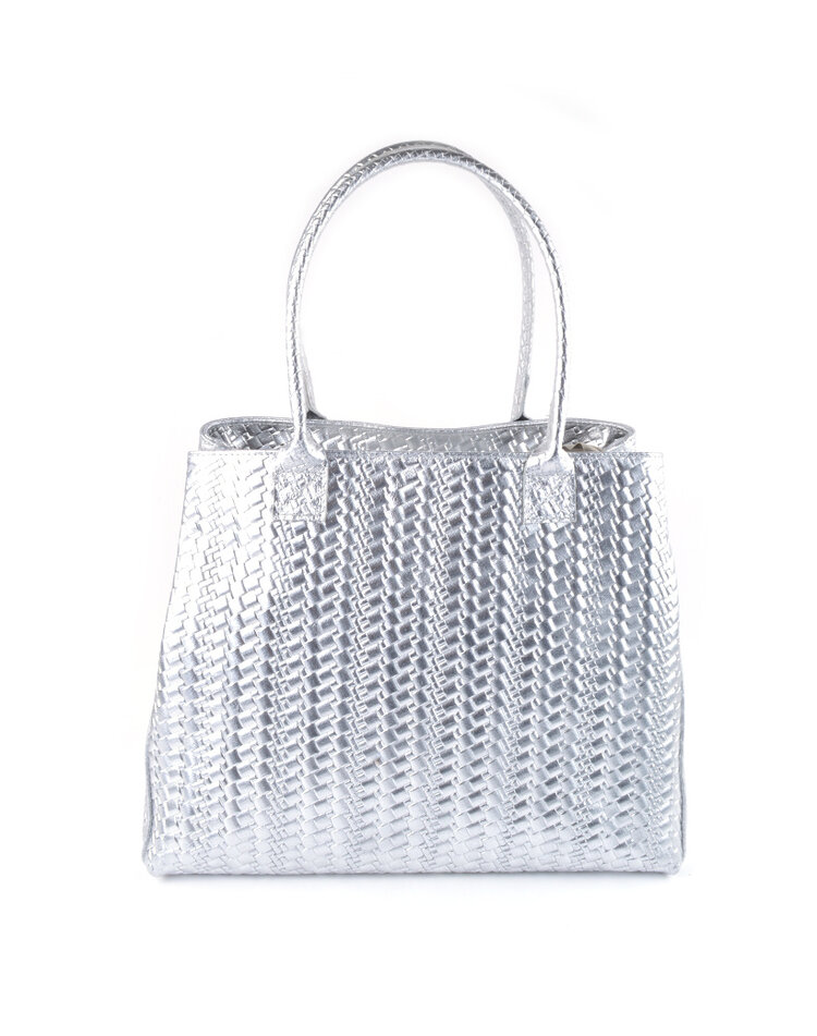Leather handbag metallic | 552210