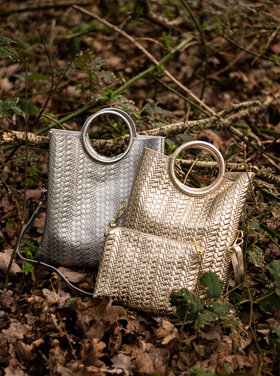 Leather handbag metallic with innerbag | 552196