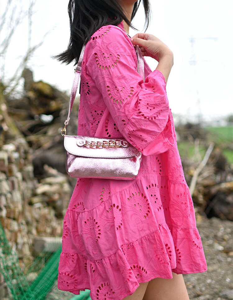 Leather shoulderbag metallic | 552905