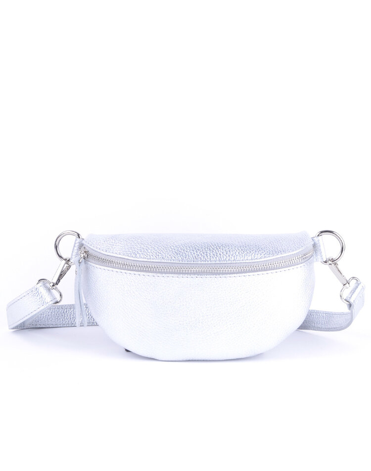 Leder-Schultertasche Metallic