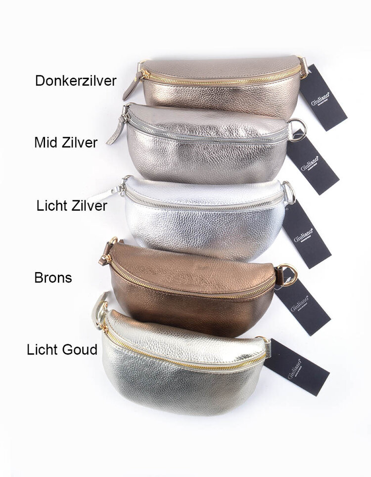 Leder-Schultertasche Metallic