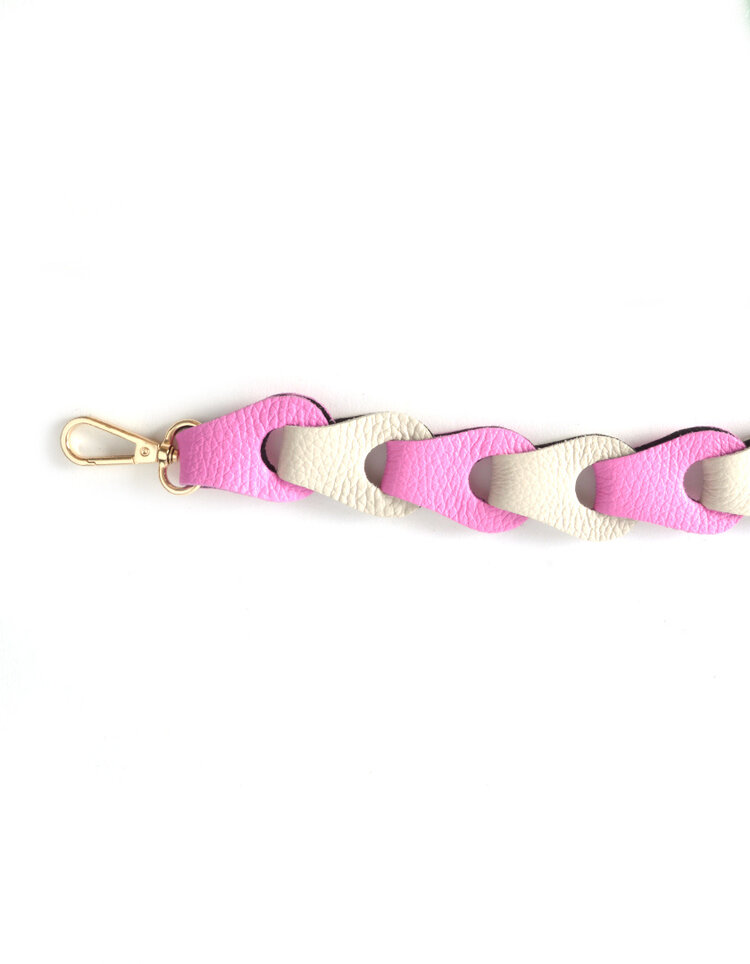 Schulterriemen geflochten Metallic Breit XL Kaugummirosa/Beige | 559090