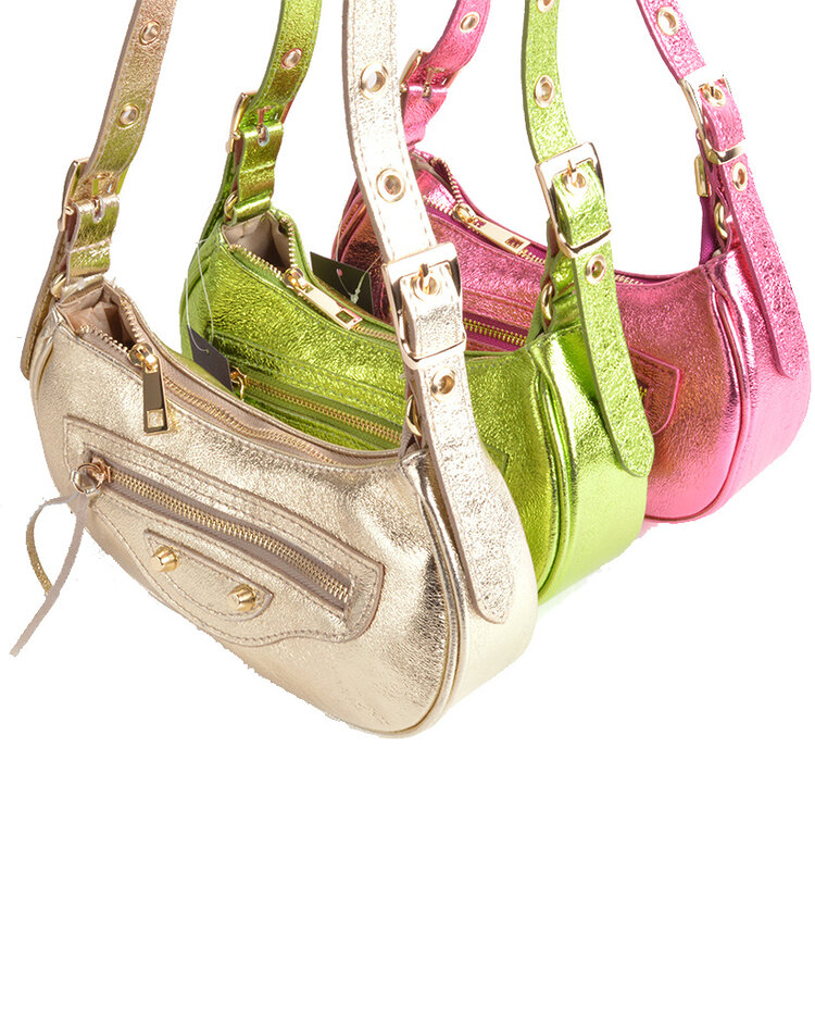 Leder-Schultertasche Metallic | 552849