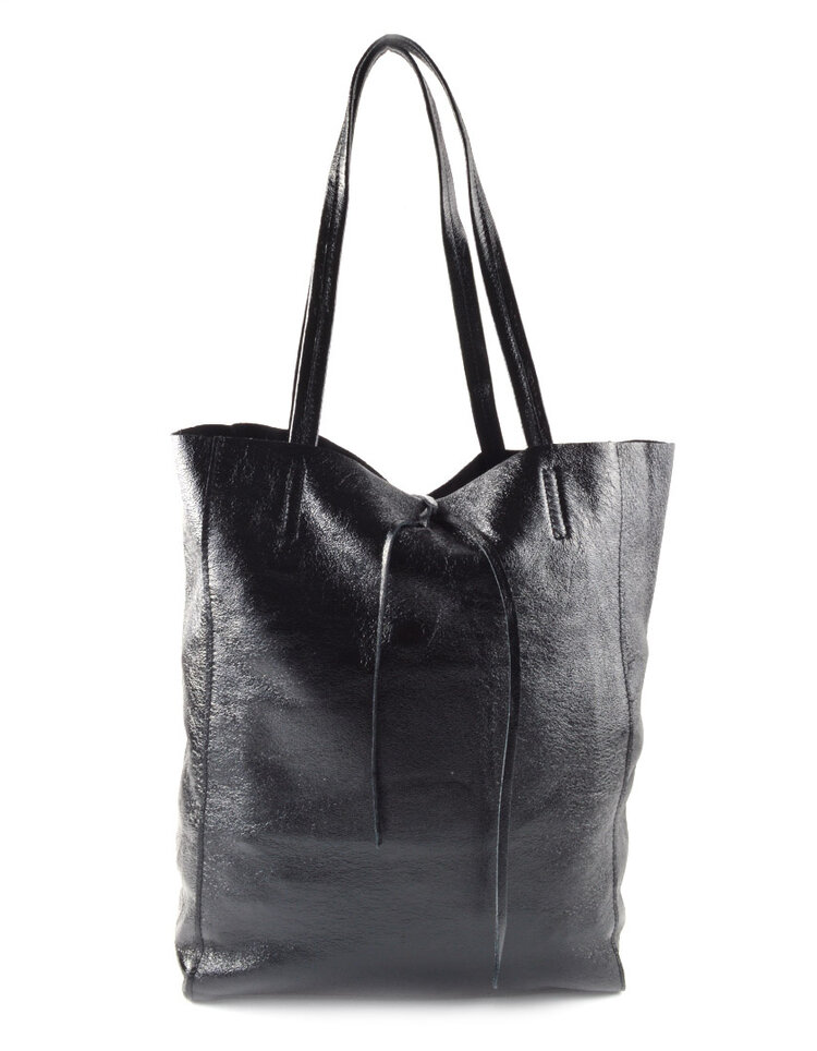 Leather shopper | Metallic