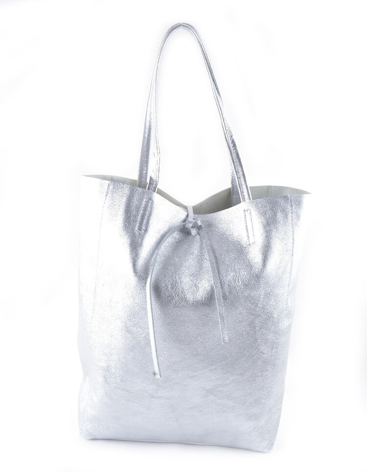 Leather shopper | Metallic