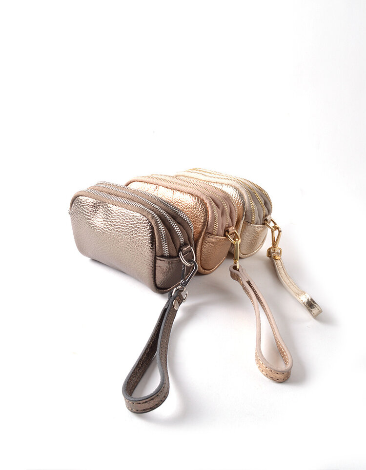 Lederen metallic portemonnee | 2316