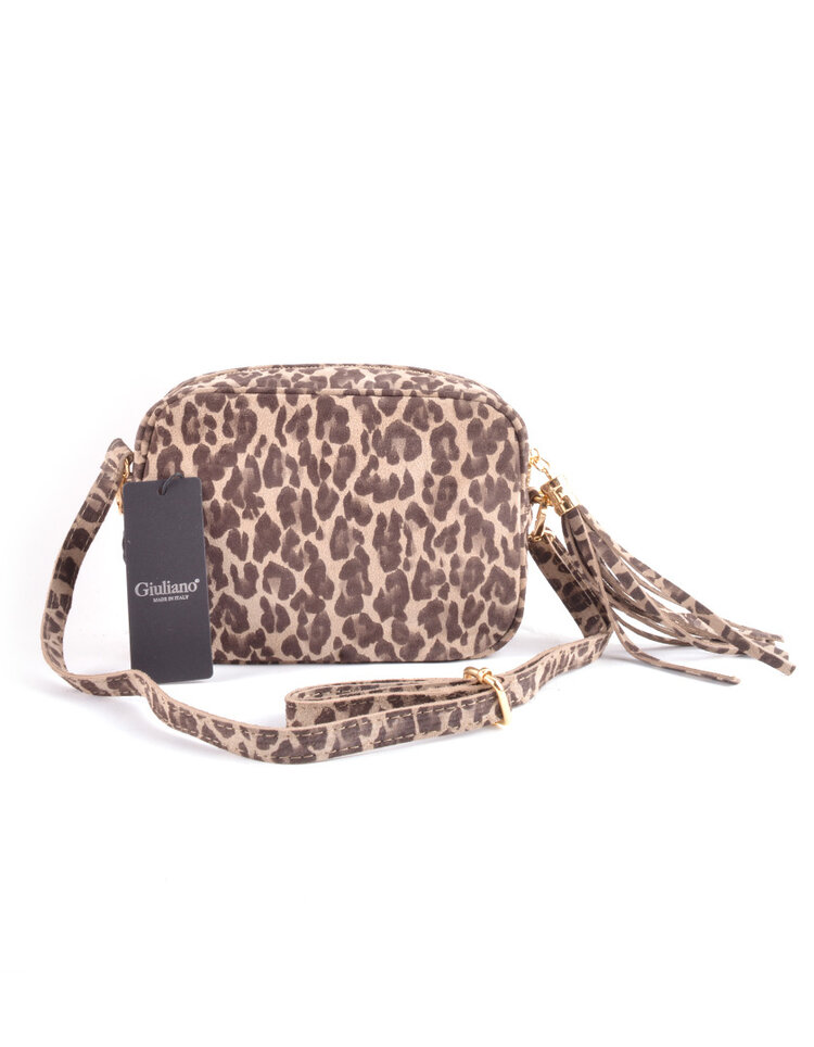 Giuliano Leather  Nubuk-Schultertasche | Leopard | 552971