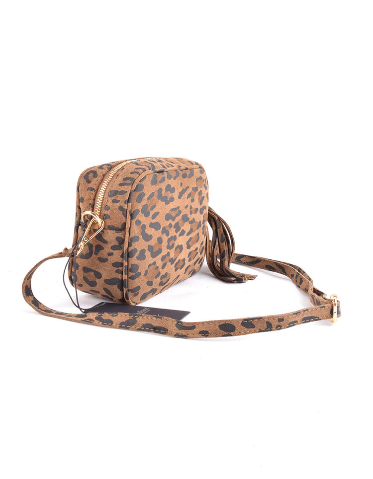 Giuliano Leather  Nubuk-Schultertasche | Leopard | 552971