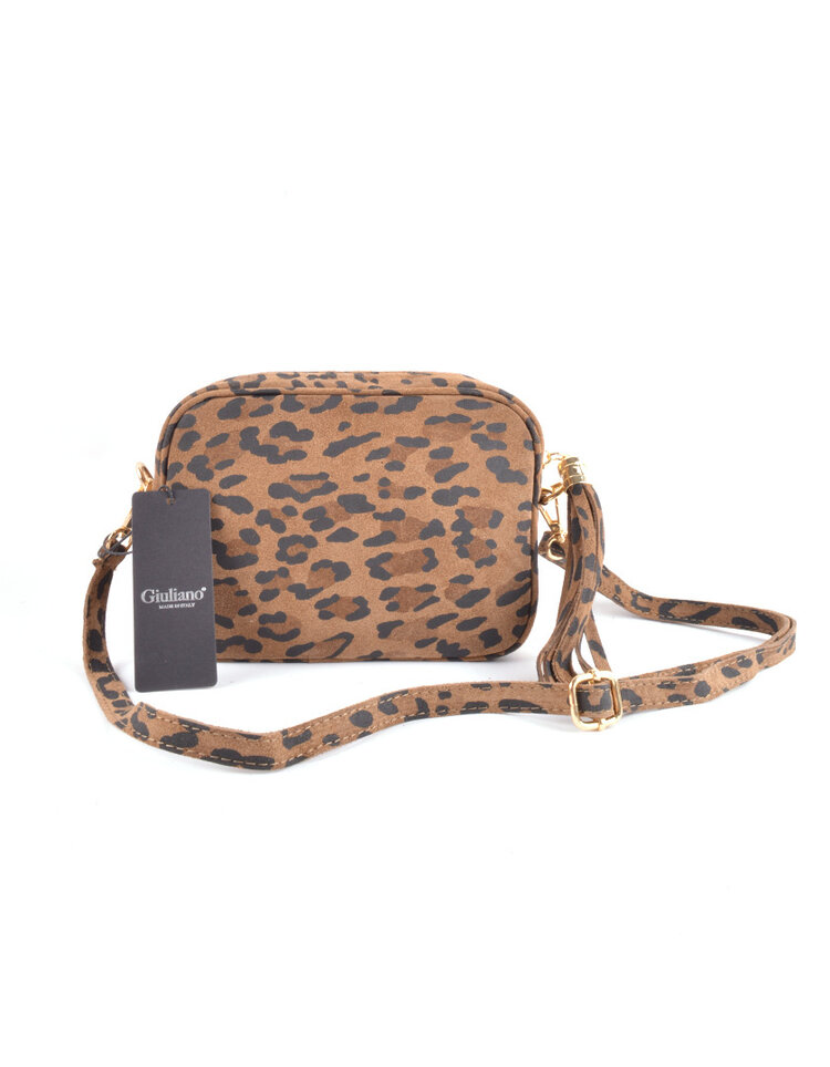 Giuliano Leather  Nubuk-Schultertasche | Leopard | 552971