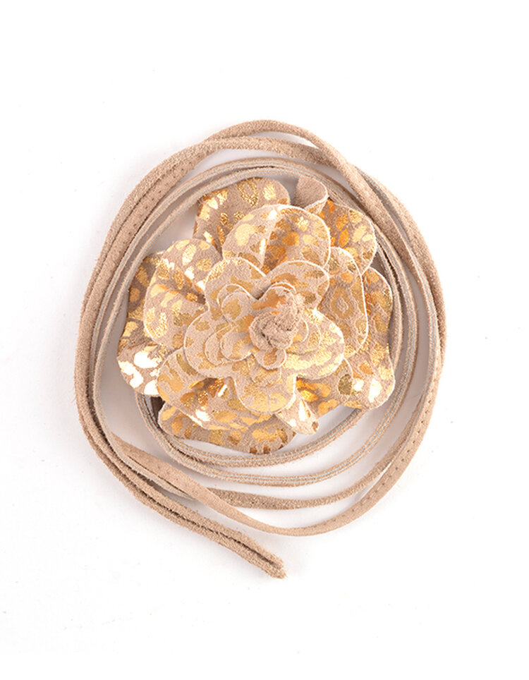 Suede button belt | Flower