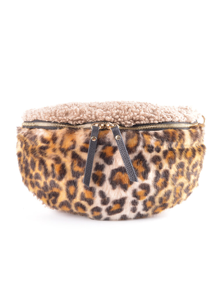 Giuliano Leather  Faux fur waist bag| Panther| Teddy | 552322