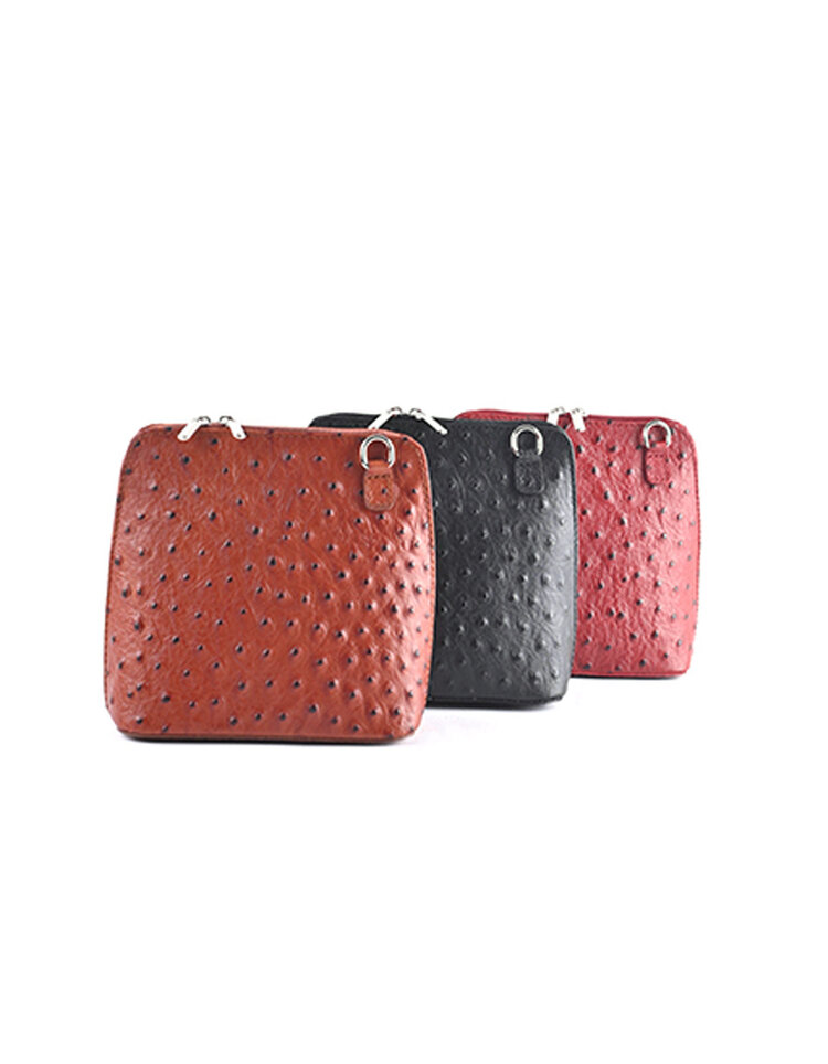 Leather shoulderbag | Ostrich design
