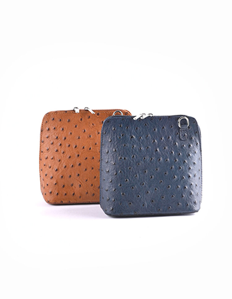 Kleine Leder-Schultertasche | Straußen-Design | 900086