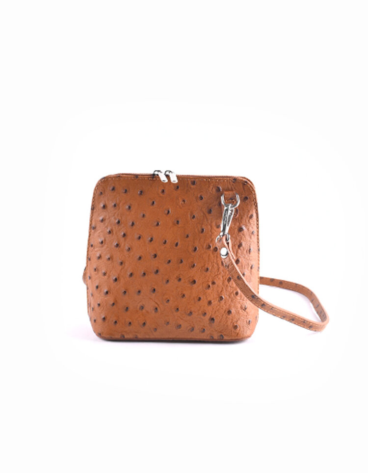 Lederen schoudertasje | Struisvogeldesign| 900086