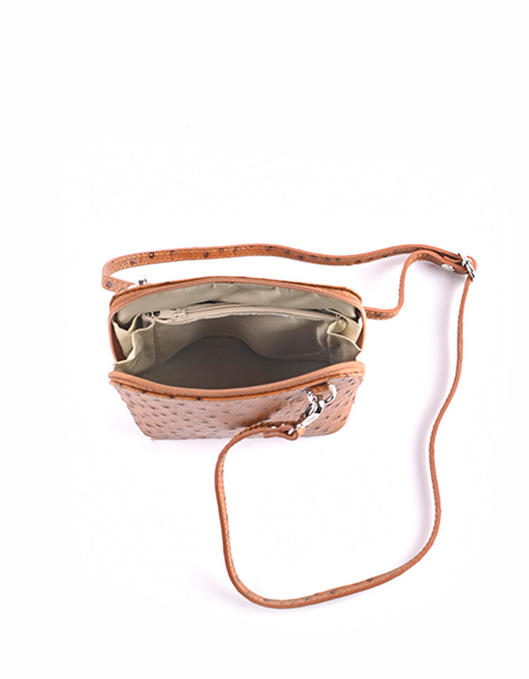 Kleine Leder-Schultertasche | Straußen-Design | 900086