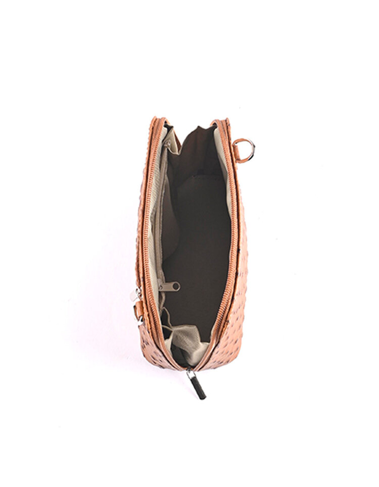 Kleine Leder-Schultertasche | Straußen-Design | 900086