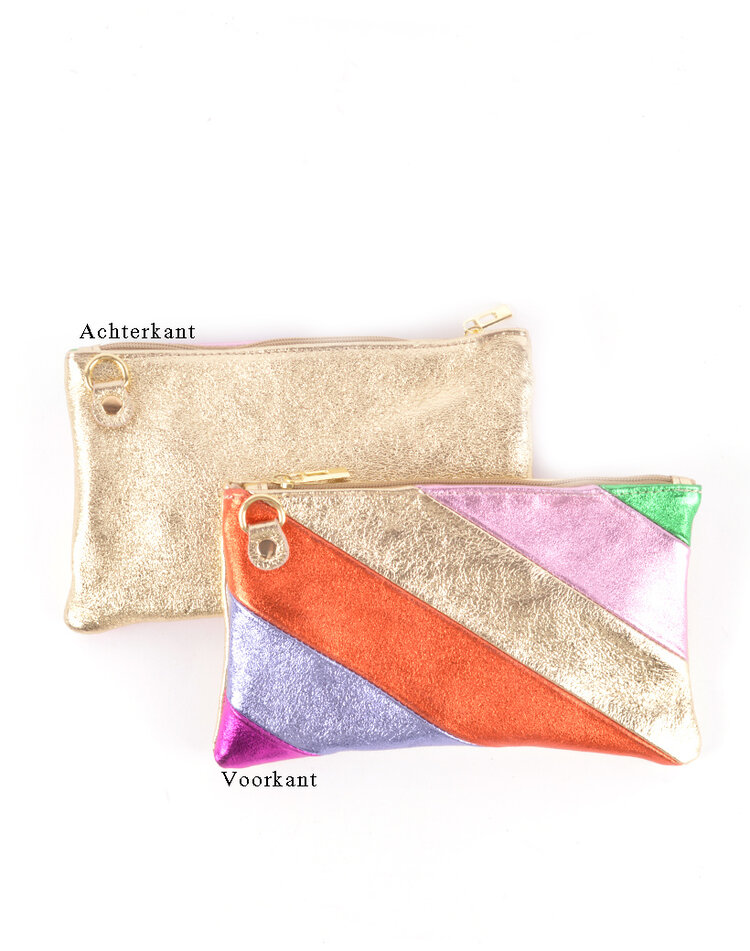 Giuliano Leather  Leather clutch |  shoulderbag - Rainbow  Metallic