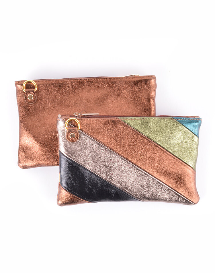 Giuliano Leather  Leather clutch |  shoulderbag - Rainbow  Metallic