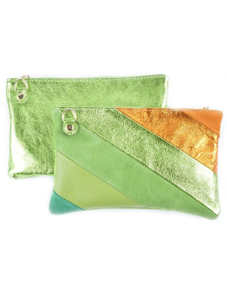 Giuliano Leather  Leather clutch |  shoulderbag - Rainbow  Metallic