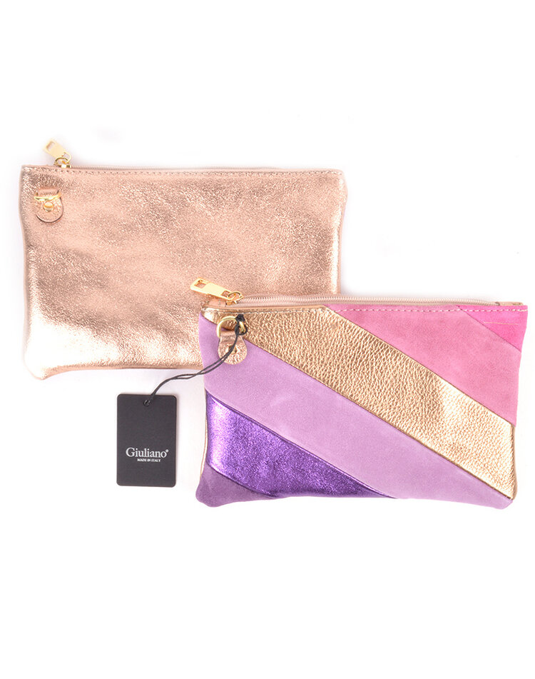 Giuliano Leather  Leather clutch |  shoulderbag - Rainbow  Metallic