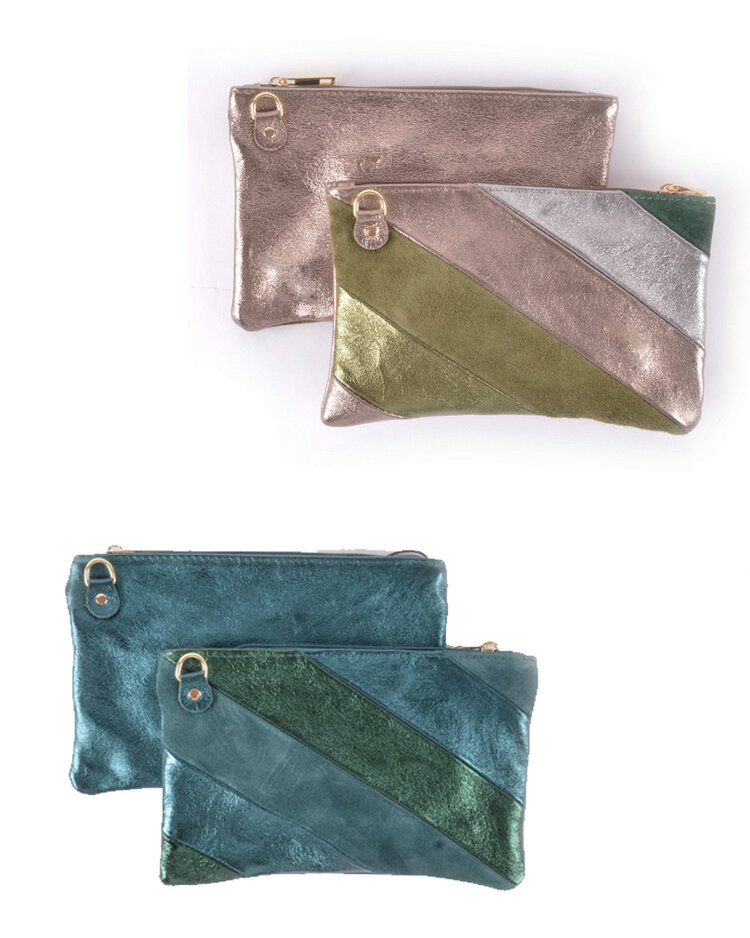Giuliano Leather  Leder-Schultertasche - Rainbow Metallic