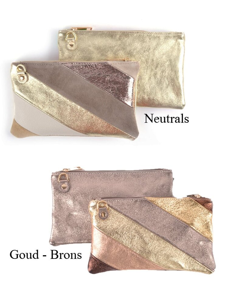 Giuliano Leather  Leather clutch |  shoulderbag - Rainbow  Metallic