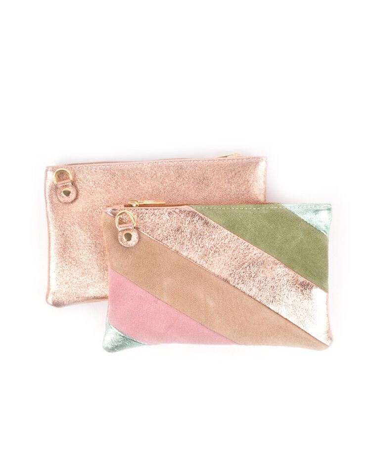 Giuliano Leather  Leather clutch |  shoulderbag - Rainbow  Metallic