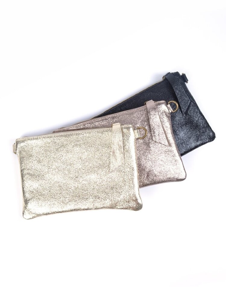 Kleine Wildleder-Schultertasche Metallic900026