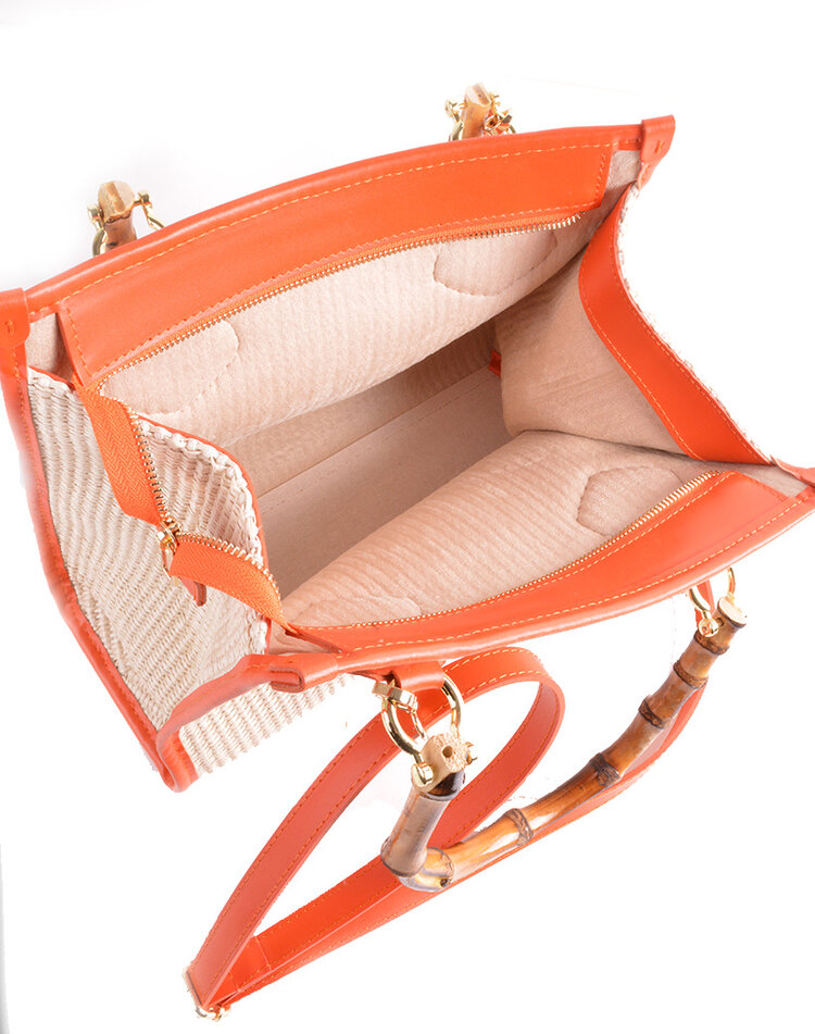 Leather handbag bamboo | 552906