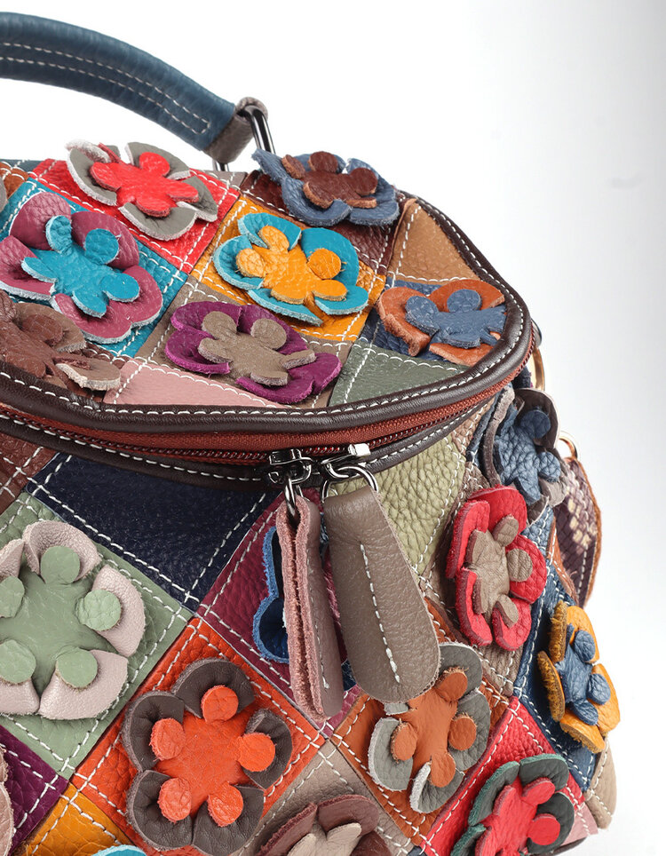 Lederen handtasje | Bloemetjes | 552253