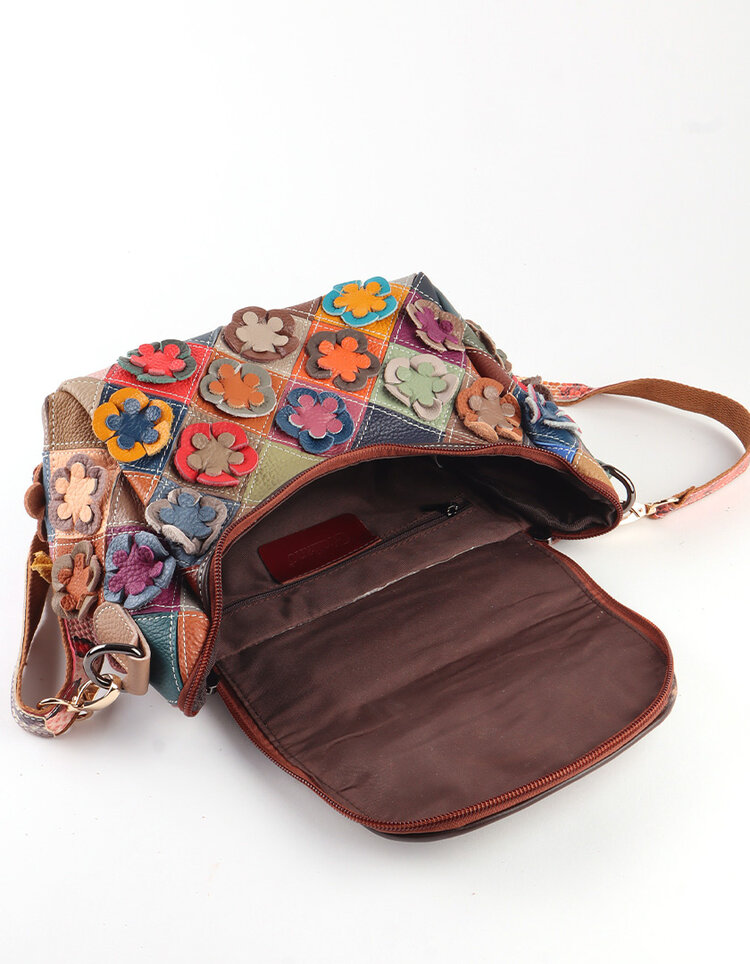 Kleine Leder-Handtasche | Blümchen | 552253