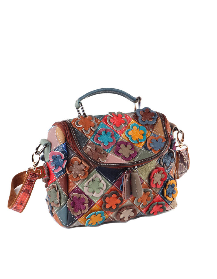 Kleine Leder-Handtasche | Blümchen | 552253