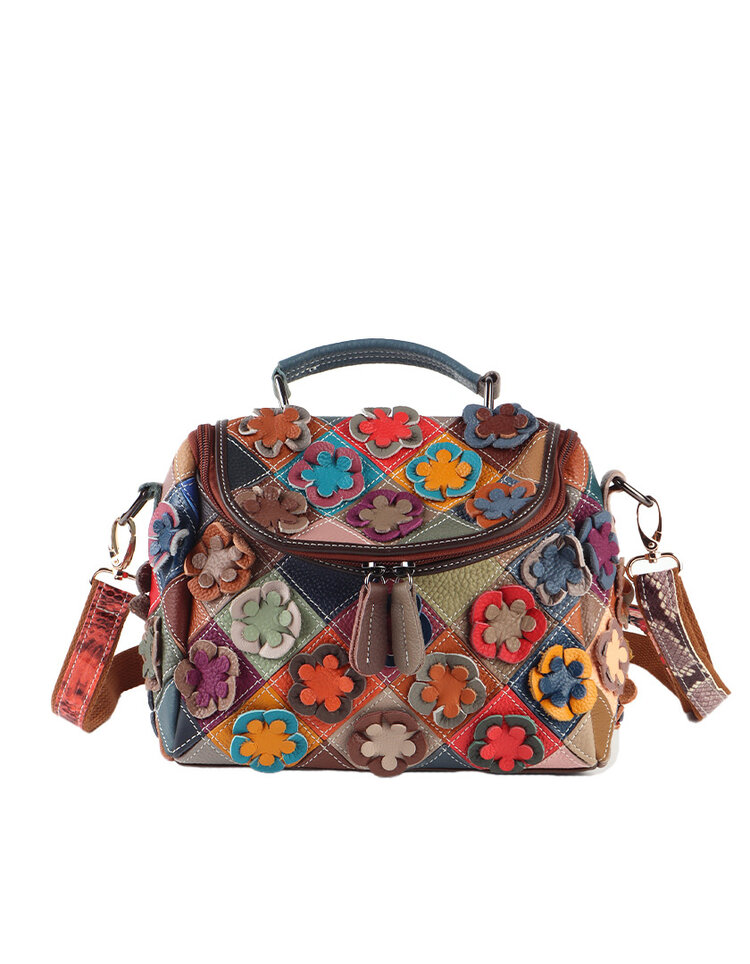 Kleine Leder-Handtasche | Blümchen | 552253