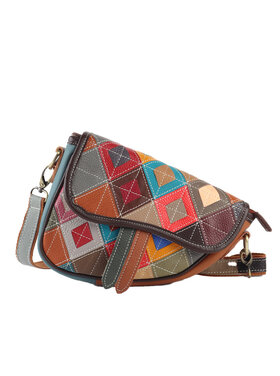 Giuliano Leather  Leder-Schultertasche | Multicolor kariert | 552270