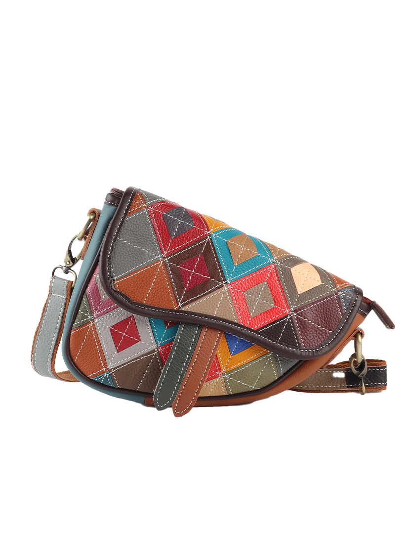 Giuliano Leather Lederen schoudertas | Multicolor geblokt | 552270