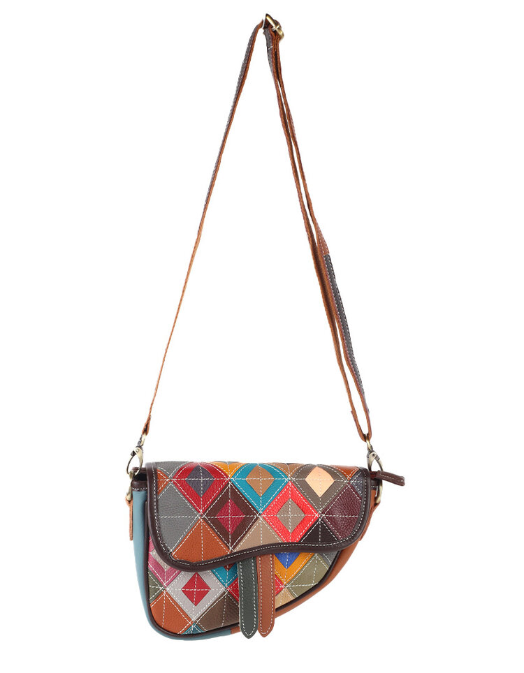 Giuliano Leather  Leder-Schultertasche | Multicolor kariert | 552270